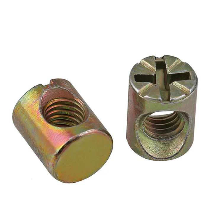 High Quality Standard Barrel Nut Custom Sizes Hammer Slotted Dowel Hole Insert Nut Barrel Nut