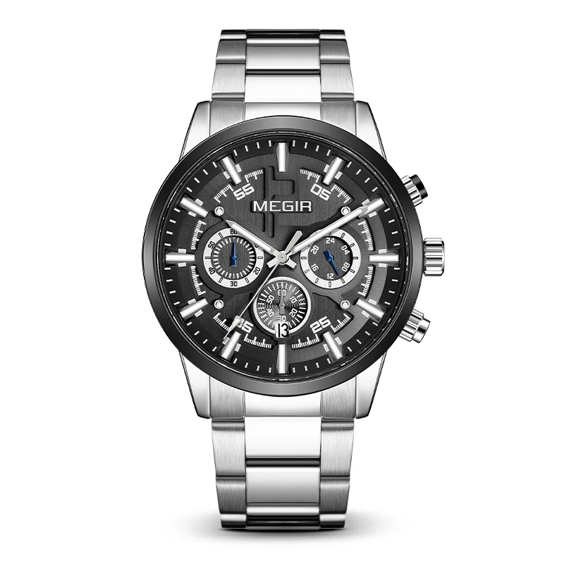 2023 Megir new style stylish watches for men orologi timepieces stainless steel bracelet quartz watch man