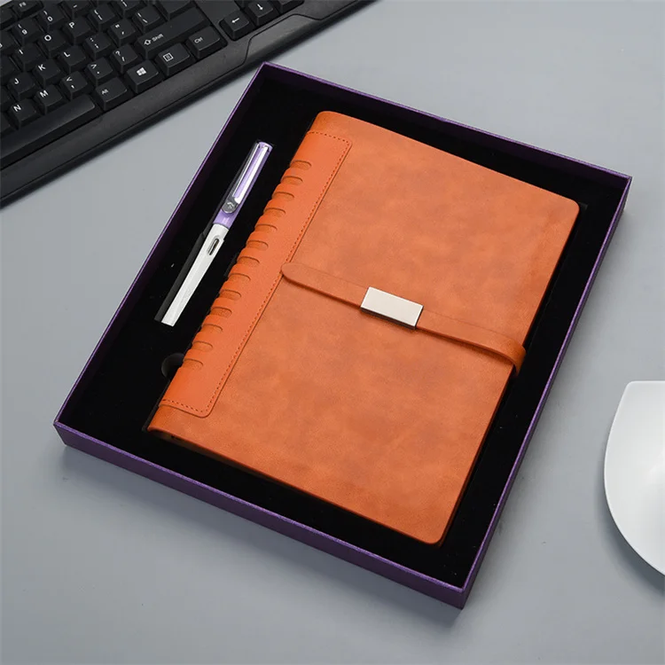 Brown PU Leather Notebook Agenda Organizer Loose -Leaf Journal School Stationery Set