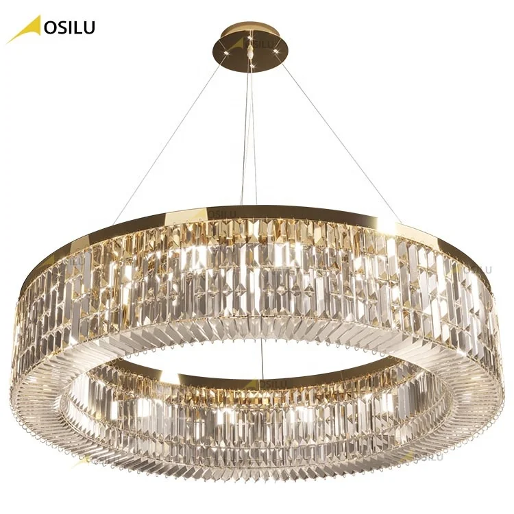 2024 custom high-end new design wholesale modern light luxury round K9 crystal interior decoration pendant lamp