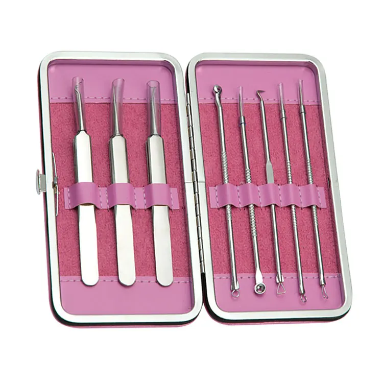 stainless steel acne  remover tool kit pimple face tools blackhead comedone acne extractor