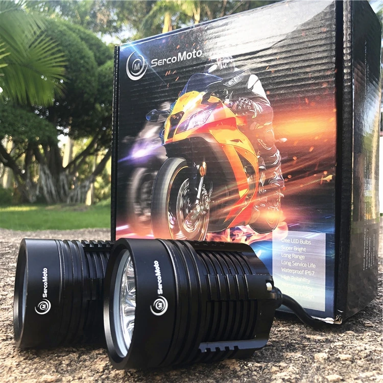 30w High Power Waterproof Driving High Beam Black Motorcycle Led Headlight