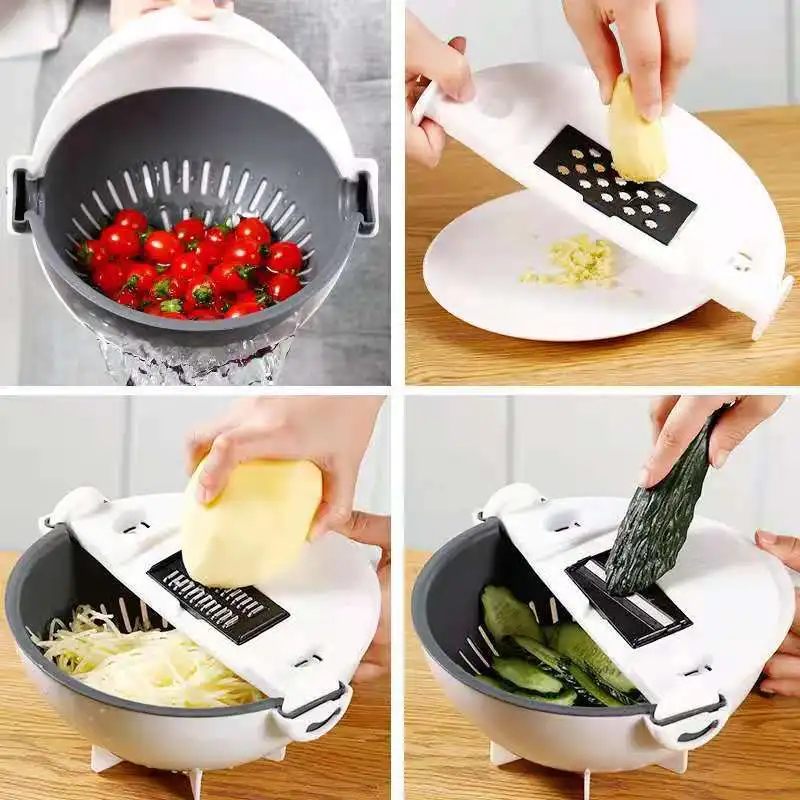 New hot sale Multi-purpose vegetable cutter manual household drain basket potato shredder potato slicer grater