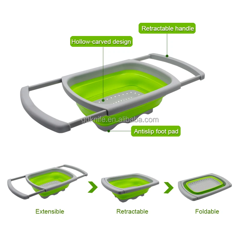 Multifunctional Adjustable and Extendable Silicone Foldable Strainer Basket Drain Basket