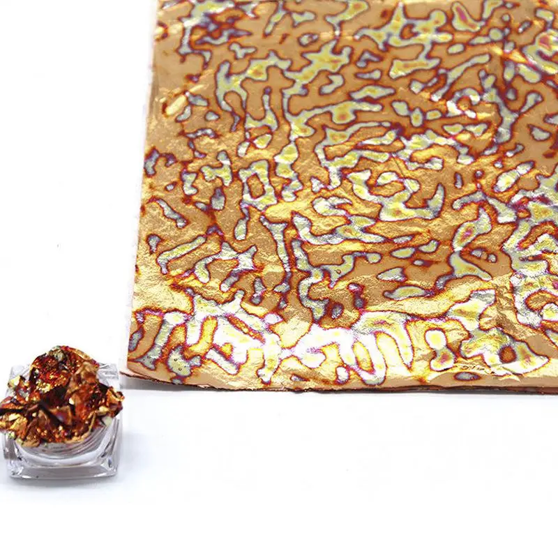 Chinese Hot Selling Product Gold Leaf Sheets Paper  Imitation Variegated Gold Leaf 14*14Cm For Furniture Crafts Deco