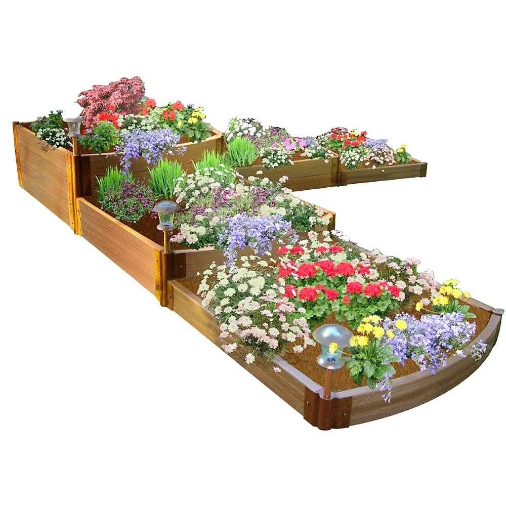 China hot sale wood grain plastic composite waterproof and fireproof flower box bed plastic flower pots&planter for outdoor