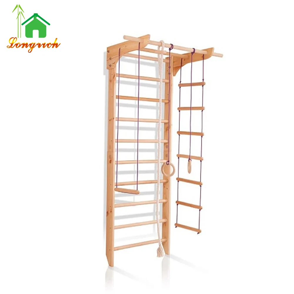 Hot Sale Swedish ladder monkey bars wooden jungle gym Indoor baby climbing frame wooden ladder climbing wall
