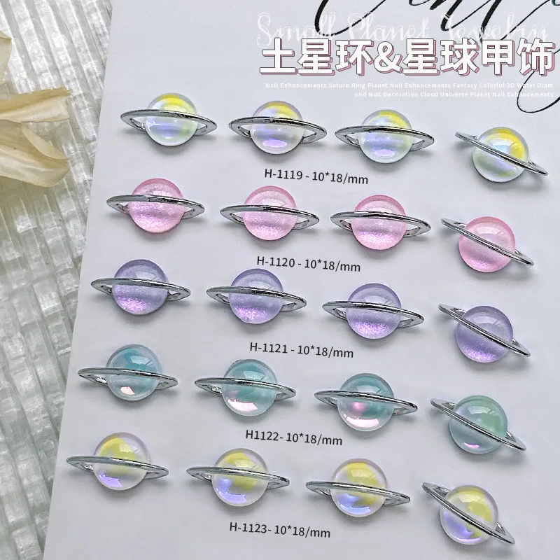 Luxury Super Sparkle Crooked Heart Diamonds Saturn Planet Body Alloy Nail Art Rhinestones Jewel Decorations Manicure Charms