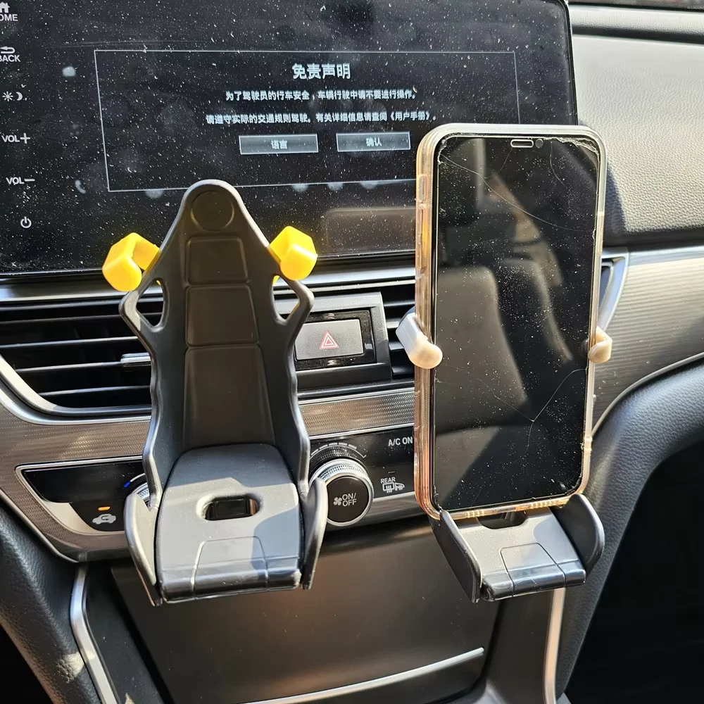 Universal Motors mobile phone stand 360 degrees free rotation for all phone outlet type car racing seat phone stand