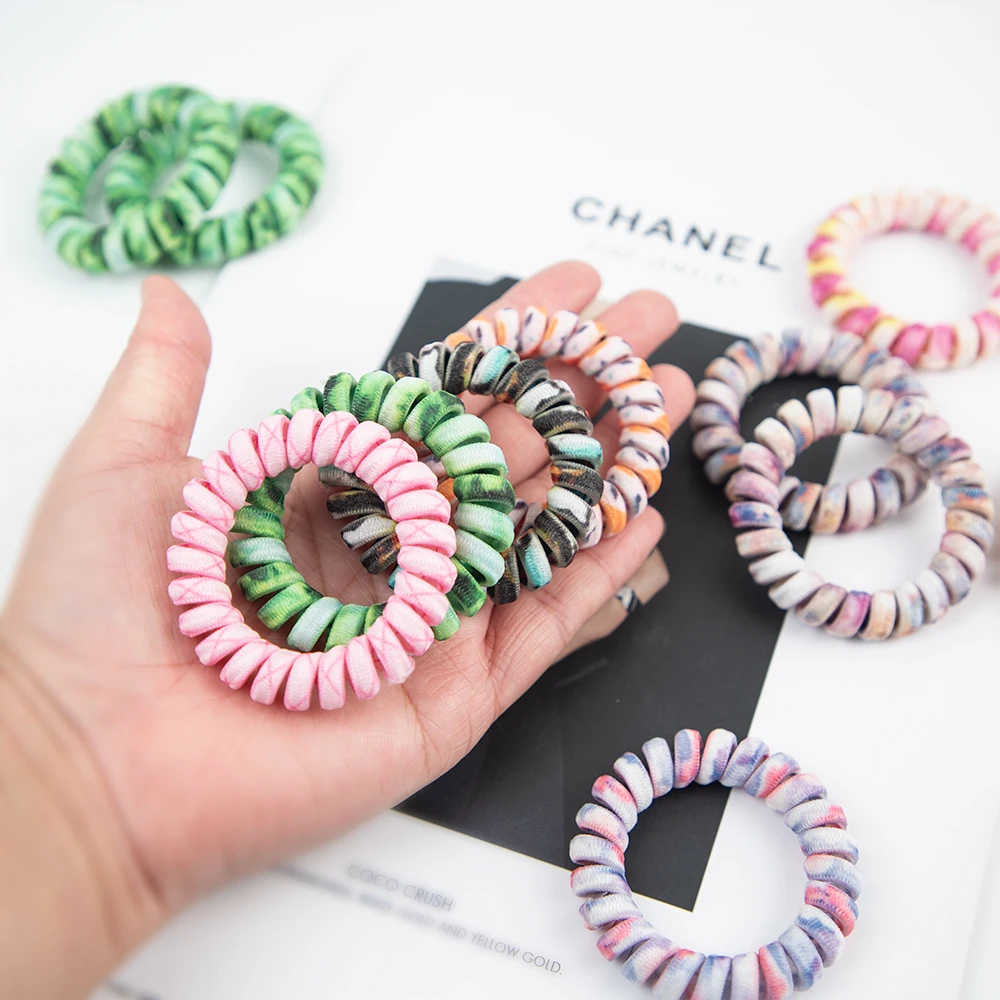 Spiral Hair Ties Plastic Hair Ties Phone Cord Telephone Wire Line hair band Accessories for Women