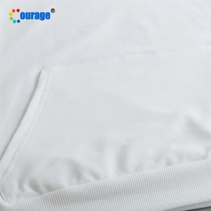 wholesale sublimation white 100% polyester hoodie blank with pocket