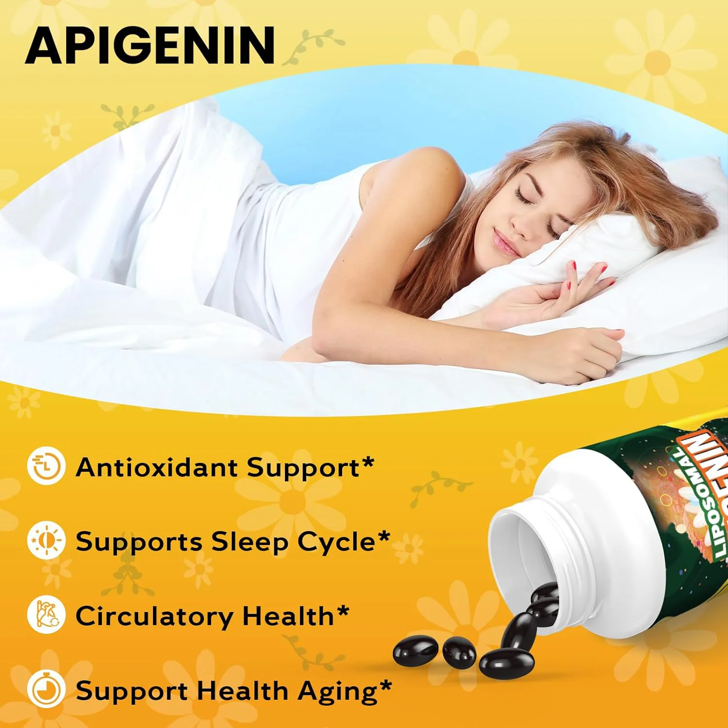 High Bioavailability Apigenina Softgel Capsules Liposomal Apigenin Supplements  Apigenin 550 mg Trans Tesveratrol 50 mg