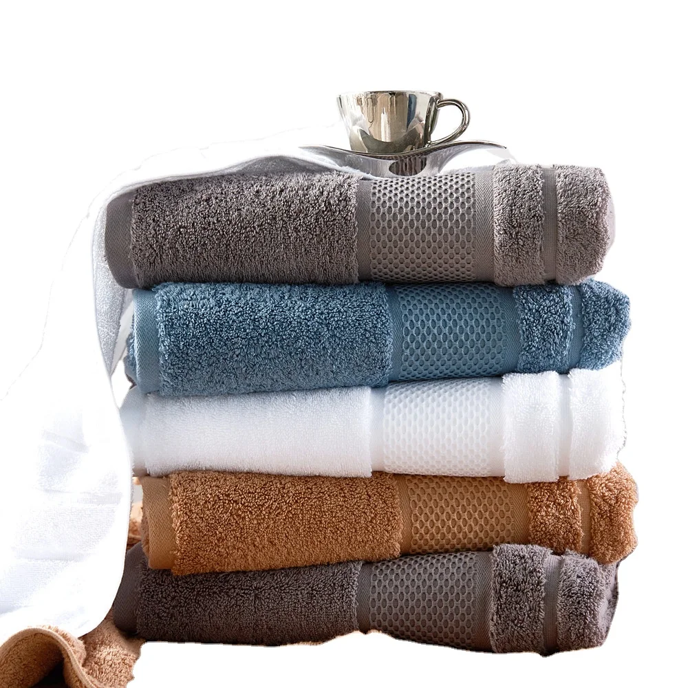 Hot sale luxury solid color hotel stripe towel set gym face hand towels bath 100% cotton with logo