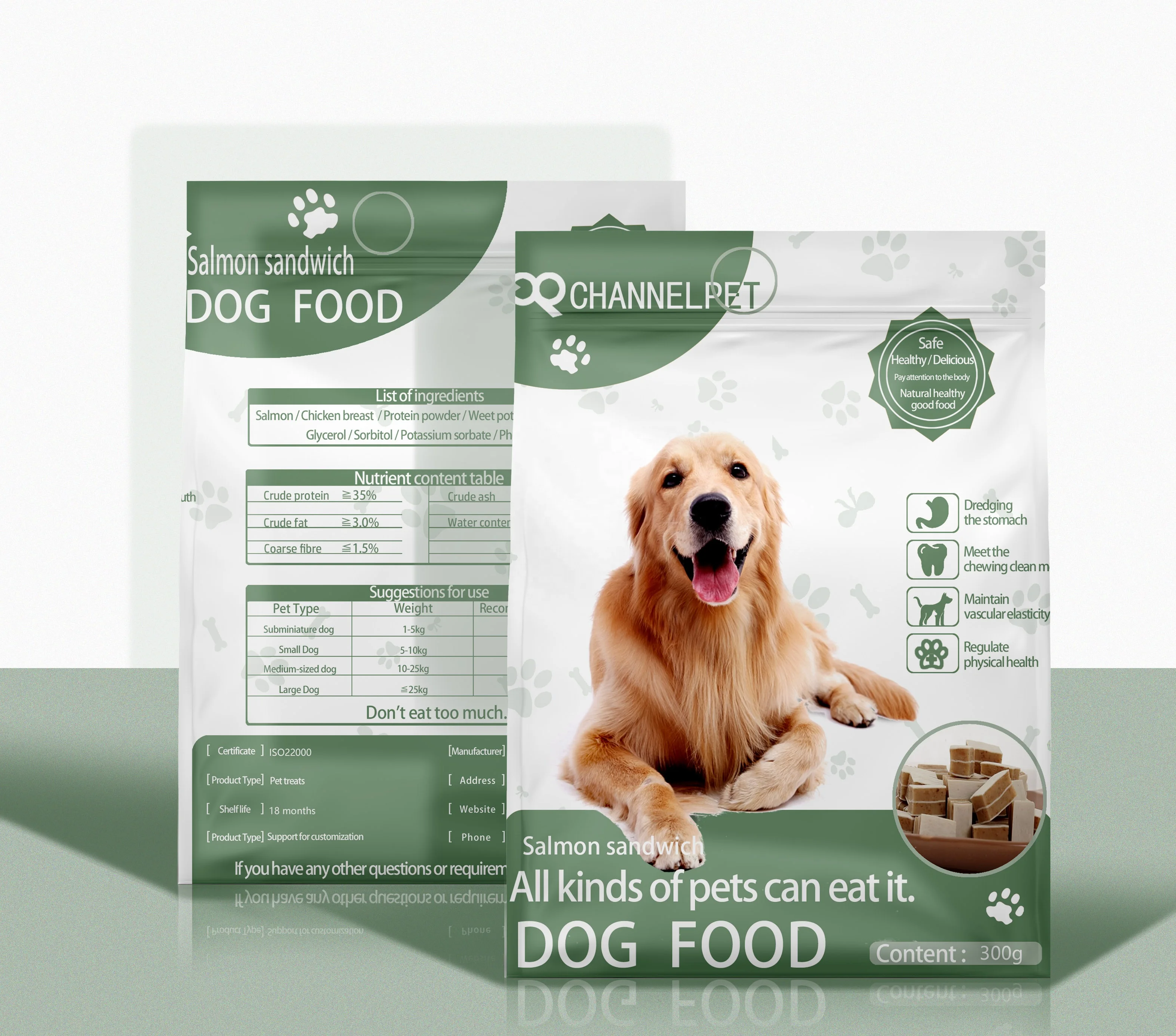 Wholesale Natural Dog Chew Food Salmon Sandwich Pet Soft Snacks Training Treats