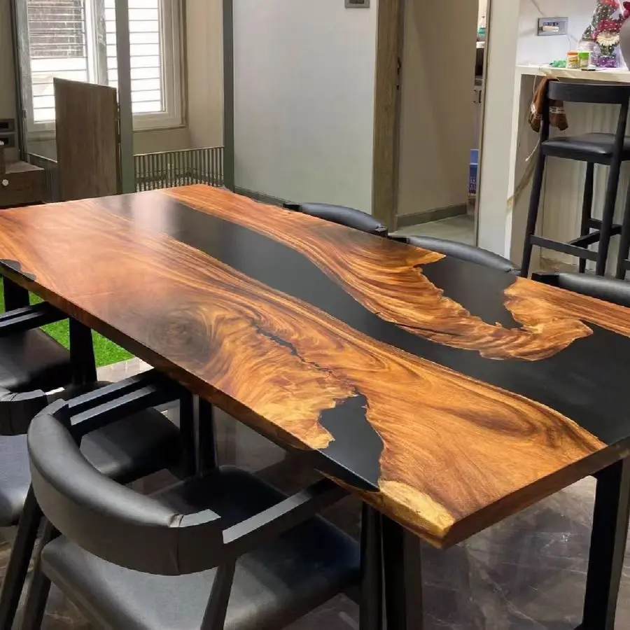 Best price of Wooden Furniture Kitchen Garden Outdoor Park Patio Epoxy Resin Walnut Wood Long Bench