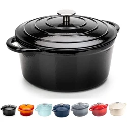 Hot sell Round Casserole Dish - Cast Iron Cauldron Induction and Gas Safe Non Stick Dutch Oven Roasting Cooker - with Lid