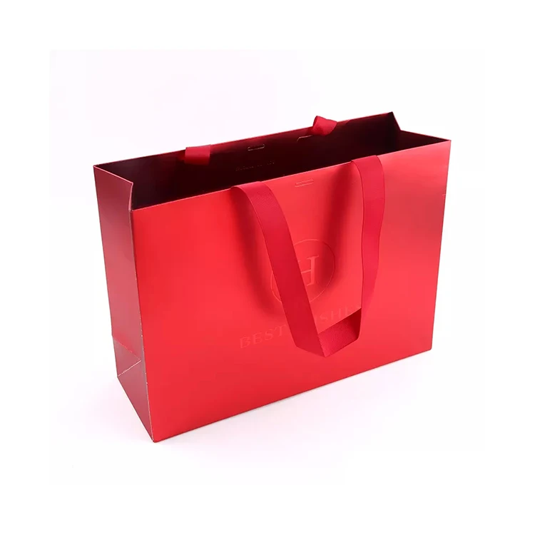 Your Own Logo Boutique Clothing Packaging Bag Garment Shopping Gift Paper Bags With Ribbon Handle