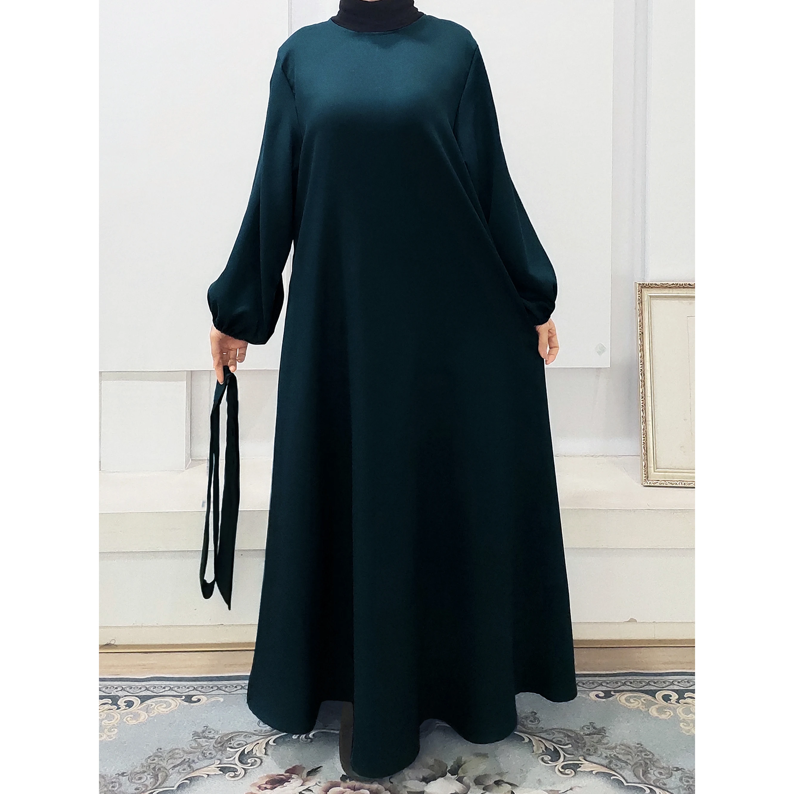 M013 High Quality Dubai Turkey Solid Color Simple Modest Kaftan Islamic Clothing Abaya Muslim Dresses For Women