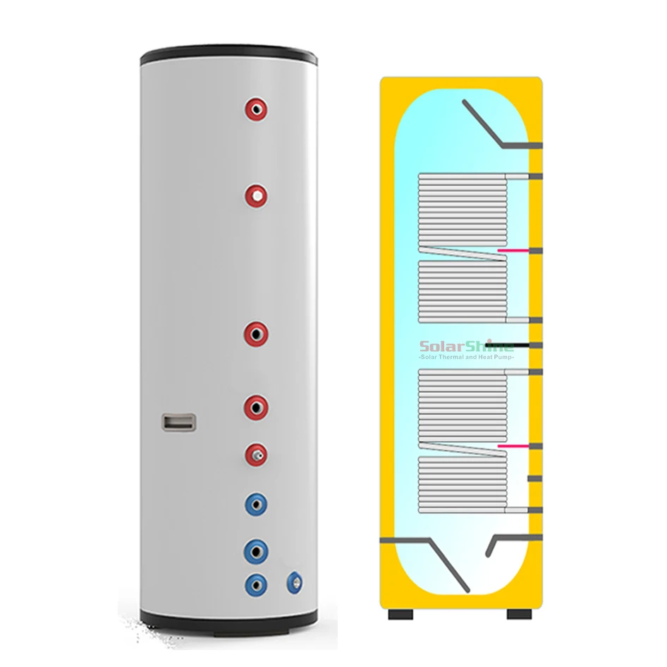 SolarShine 300 800L 1000L  liter split pressurized water solar tank for Household heat pump hot water storage tank buffer tank