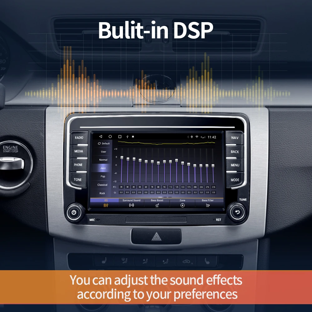 GRANDnavi 2din 7inch Wireless CarPlay Android Auto BT Call Video Player FM RDS WIFI GPS Navigation For Volkswagen Car