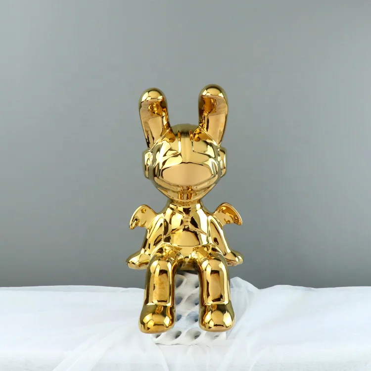 Gold Plated Ceramic Craft Other Home Decor Luxury Ornaments Ceramics Table Decoration & Accessories Ceramic Rabbit Figurines