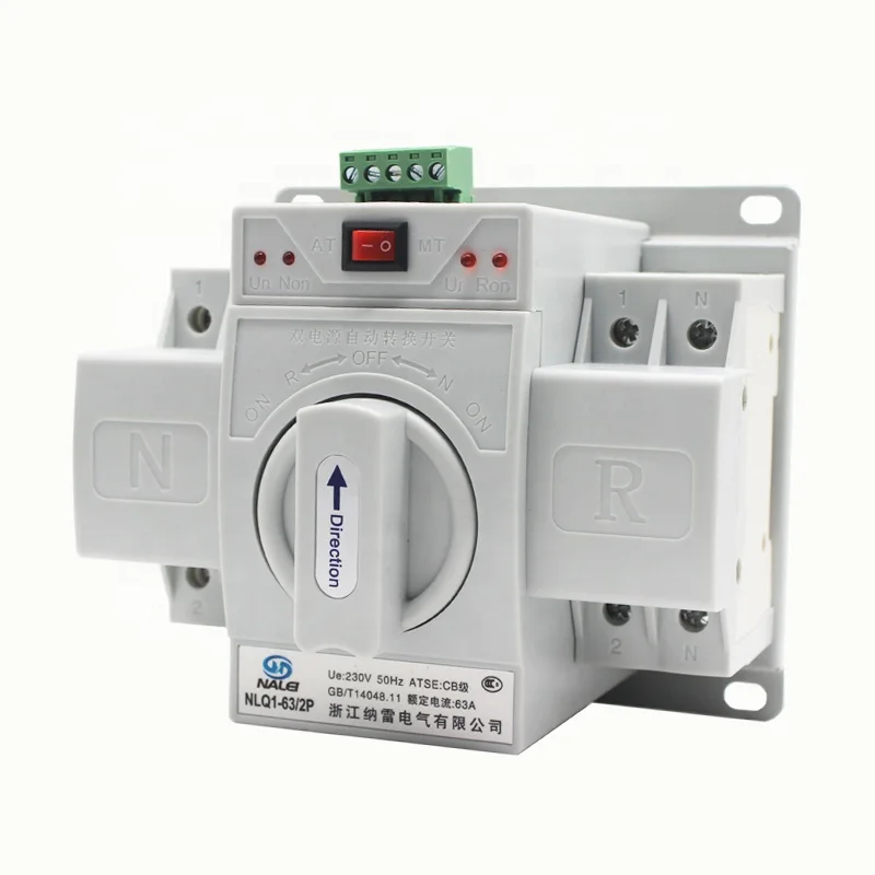 230V Automatic / manual switching  NLQ1-63/2P ATS 63A  220V Dual power automatic transfer switch