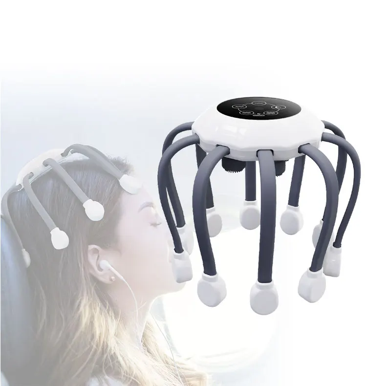 Hot sale 4 Heads Rechargeable Smart Vibration Spider Head Massager Vibrating Octopus Electric Scalp Head Massager