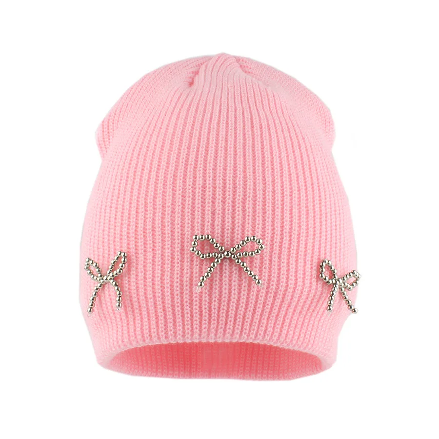 HZM-60984 Вязаная Шапка-бини с бантом