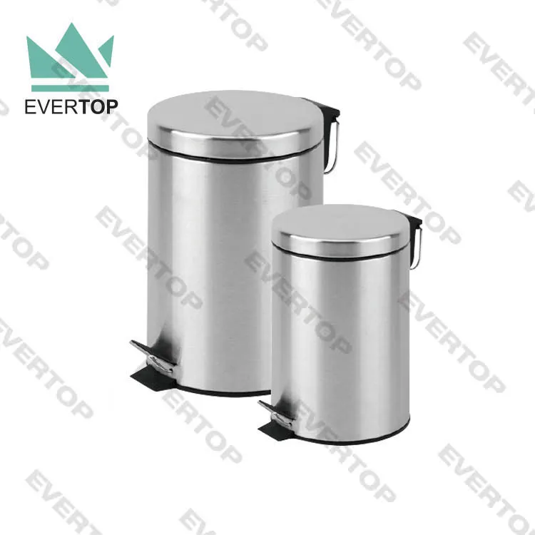 PD-S01  8L 12L 20L 30L Stainless Steel Soft Close Foot Pedal Dustbin Step Dust Bin Round Trash Bin Pedal Bin 12L China Trash Can