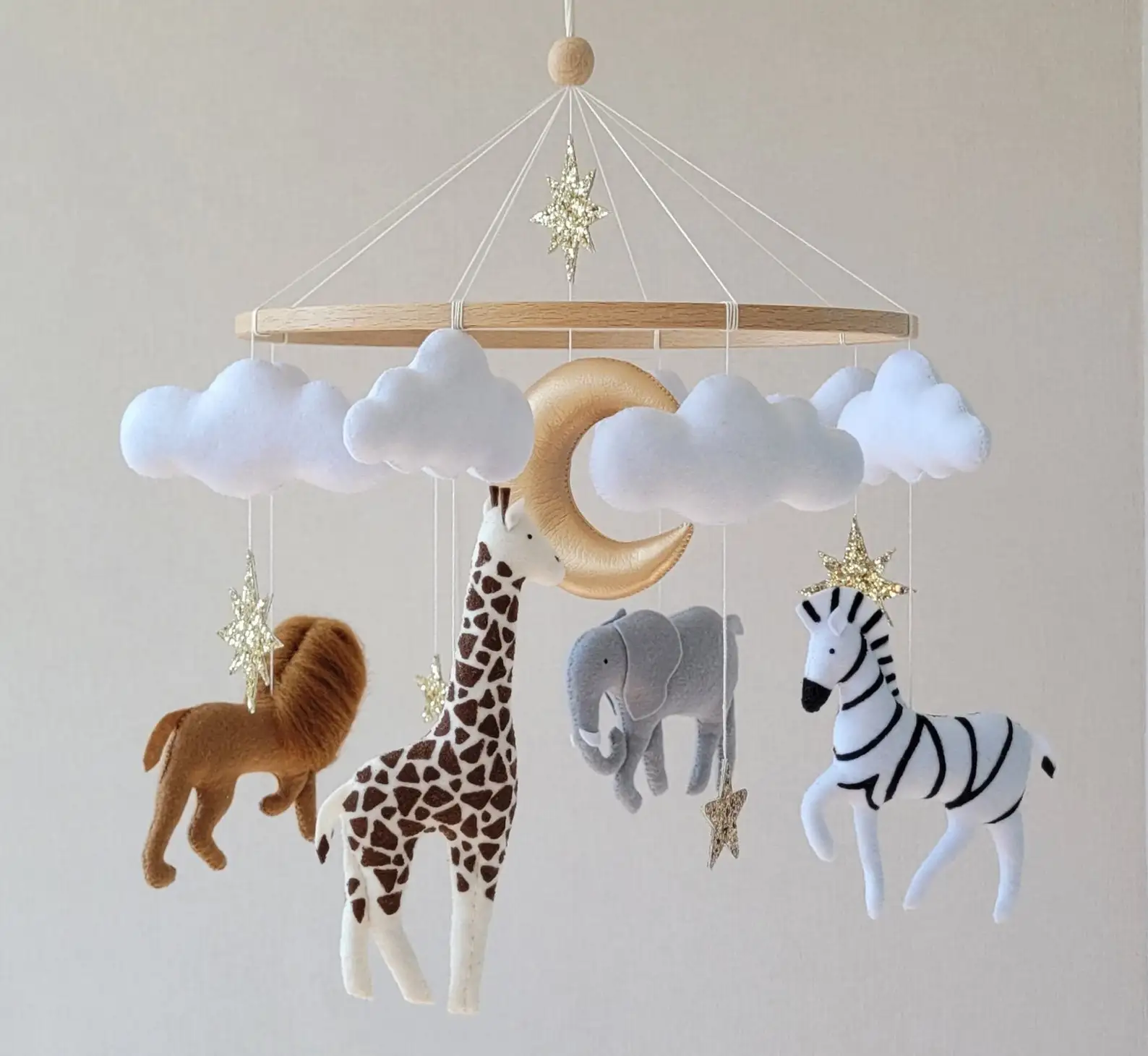 Etsy нулевая детская кроватка, Музыкальные мягкие игрушки, Африканское сафари, животные, деревянная детская кроватка, войлочный мобильный