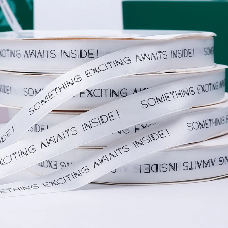 Wholesale Gift Ribbon Customized 100% Polyester Ribbons 30mm Decorative Wrapping Packaging Ribbon Printed Black Logo