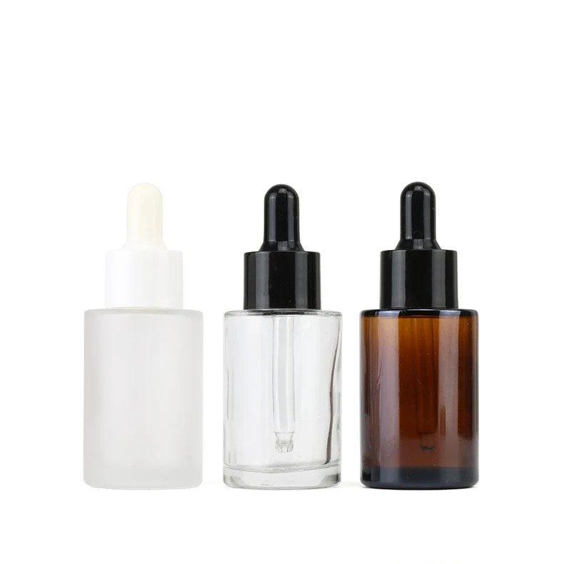hot sale wholesale custom amber clear frosted luxury cylinder glass 30ml dropper bottle for sale