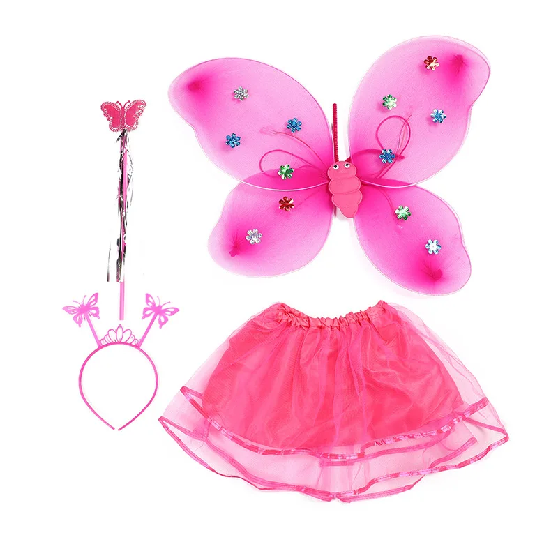 O028 New Christmas costume Angel butterfly wings four-piece party stage costume props