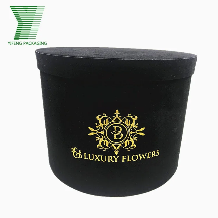 China Manufacture Wholesale Custom Luxury flower gift packaging round velvet hat box paper flower gift box