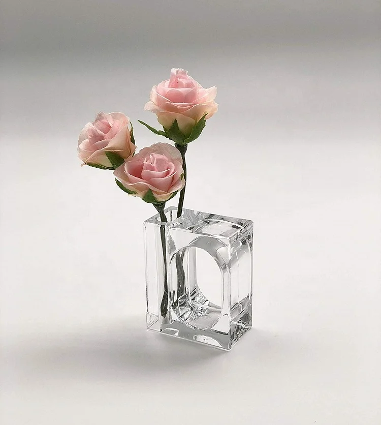 
2018 New Wedding Rings Flower Bud Vase Design Clear Acrylic Lucite Napkin Rings 