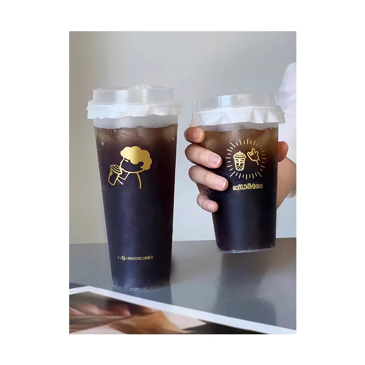 Custom printed disposable clear 12oz 16oz 22oz pp cup Frosted fruit milk boba bubble tea plastic cup