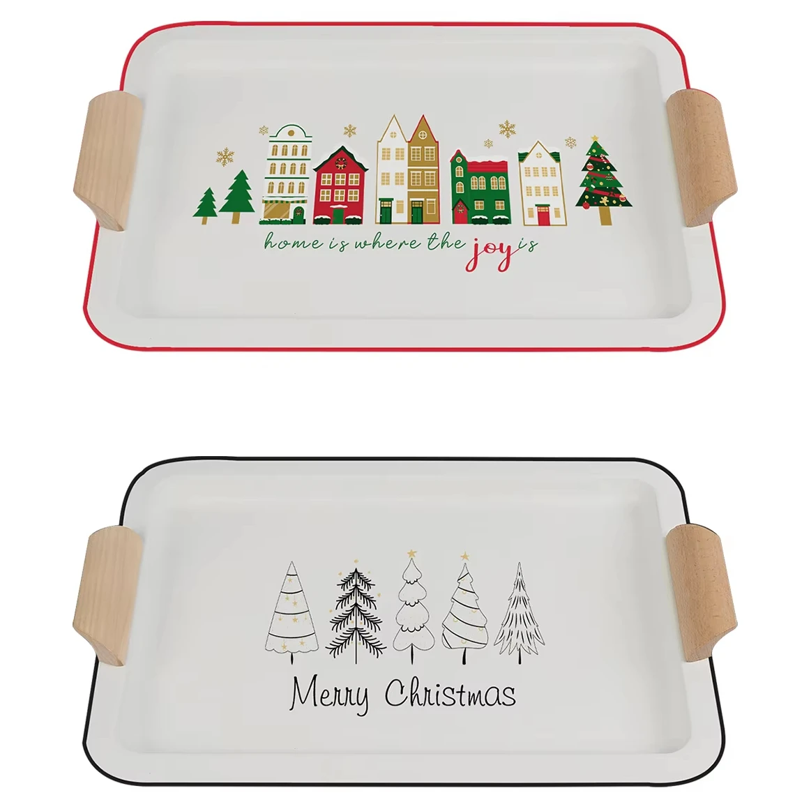 Sheri Atmosphere Christmas Ceramic Plate Rice Bowl Salad Bowl Dessert Plate 2024 New Style