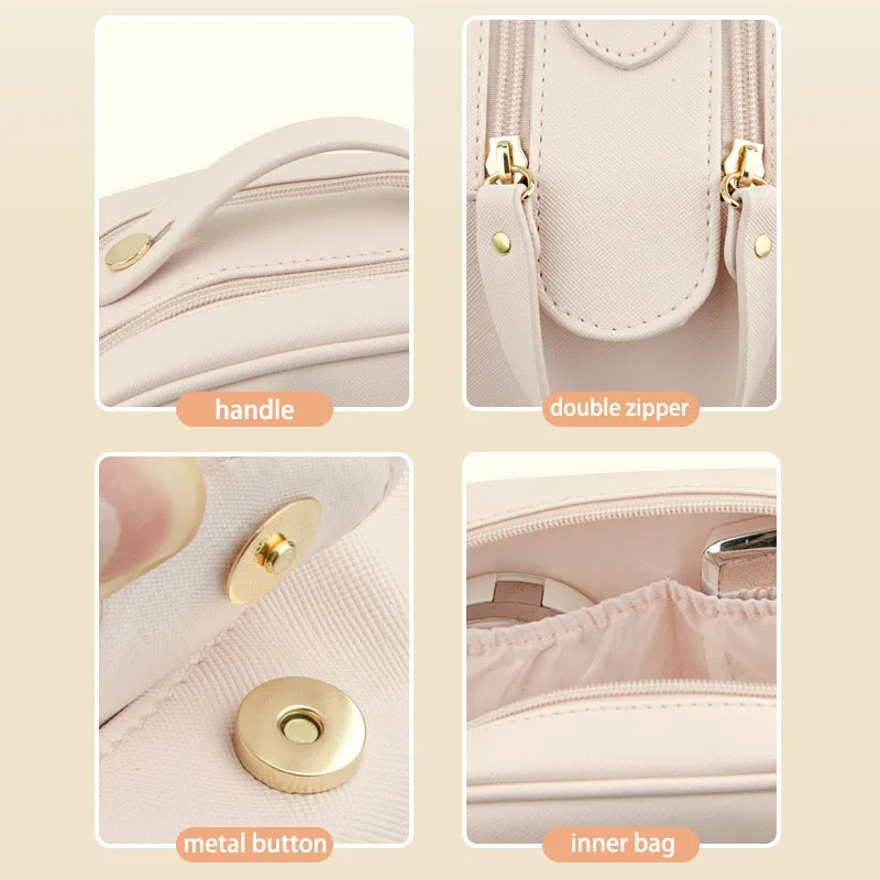 Make-Up Waterproof Pu Leather Organiser Recycled Zipper Cosmetic Promotion Beach Makeup Bag Solid Wallet Packing Pouch For Lady