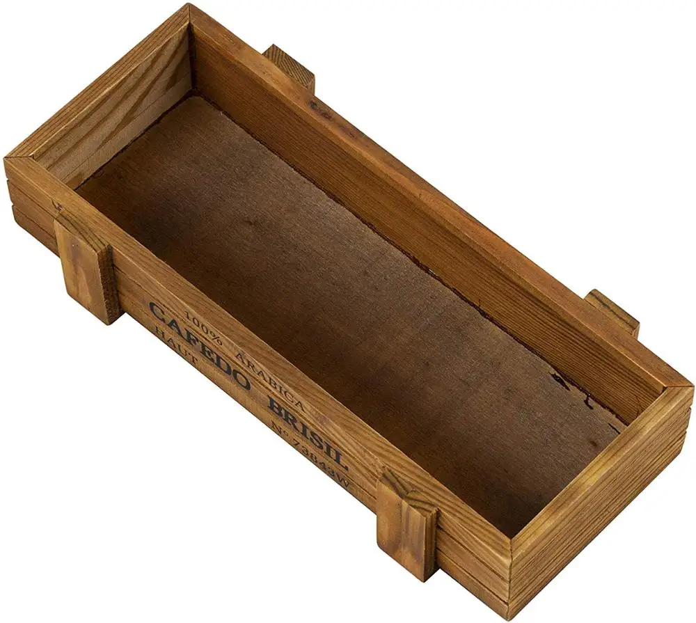 Rectangular Planter Box, Wooden Succulent Plant Trough Box Flower Pot
