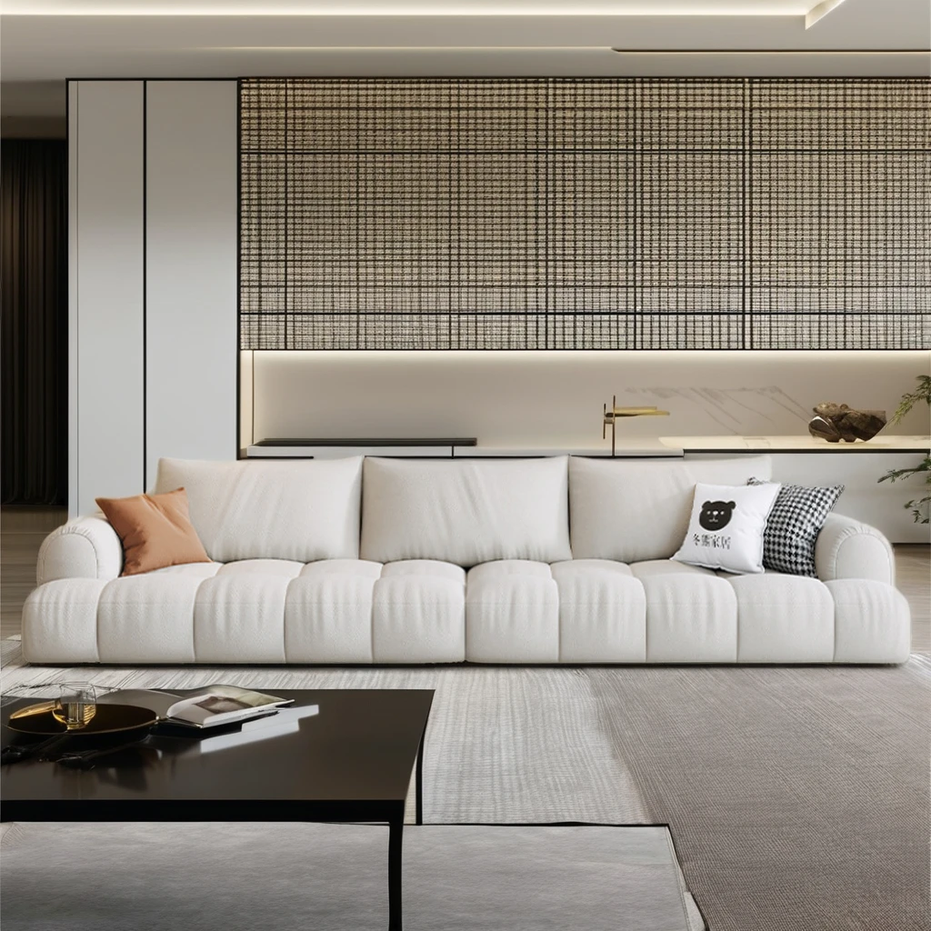 Custom Italian Minimalist Fabric Sofa Solid Wood Furniture Modern Large Living Room Sets Deep Luxury Hotel Application New