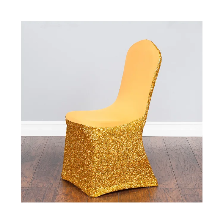Glittery Chair Cover Banquet Dinning Polyester spandex chair cover for wedding decoration