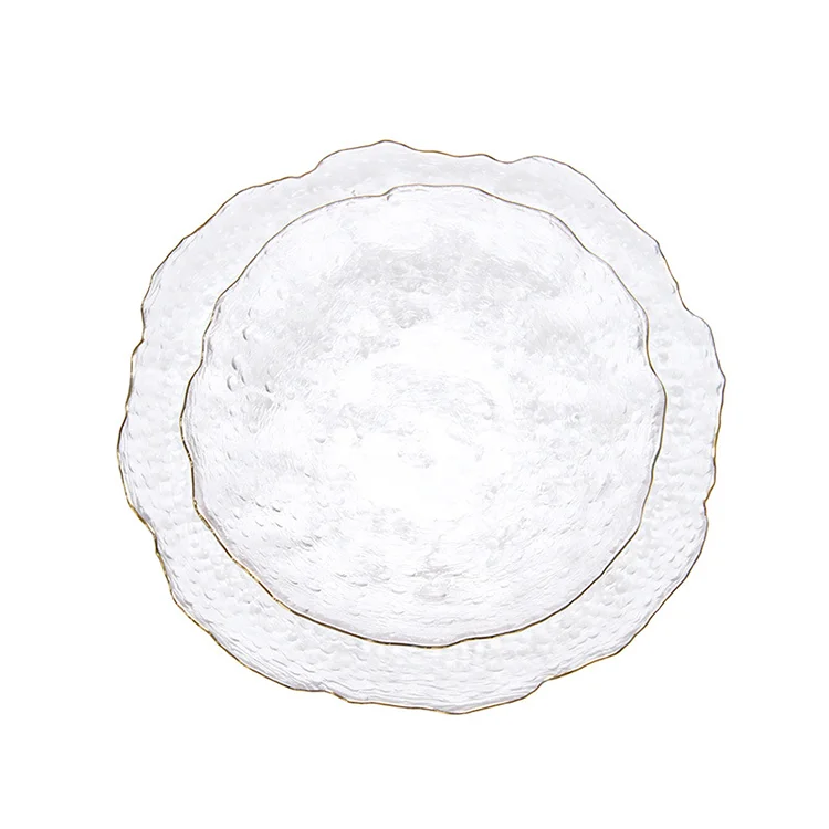 Aeofa Transparent Phnom Penh Irregular Lotus Leaf Plate Color Hammered Fruit Plate Glass Plate
