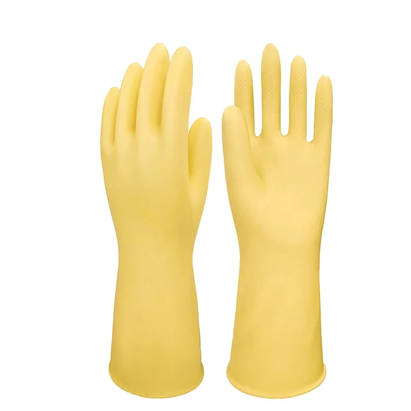 Best Waterproof Yellow Dishwashing Rubber Cleaning Kitchen Latex Household Gloves