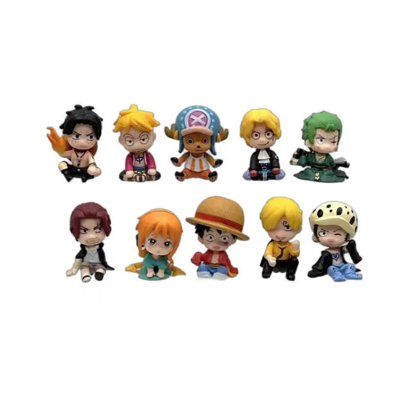wholesale 10 pcs one pieces Hot Sale Anime One Pieces Luffy Zoro Nami Sanji Robin Action Figure PVC Statue Action Figures