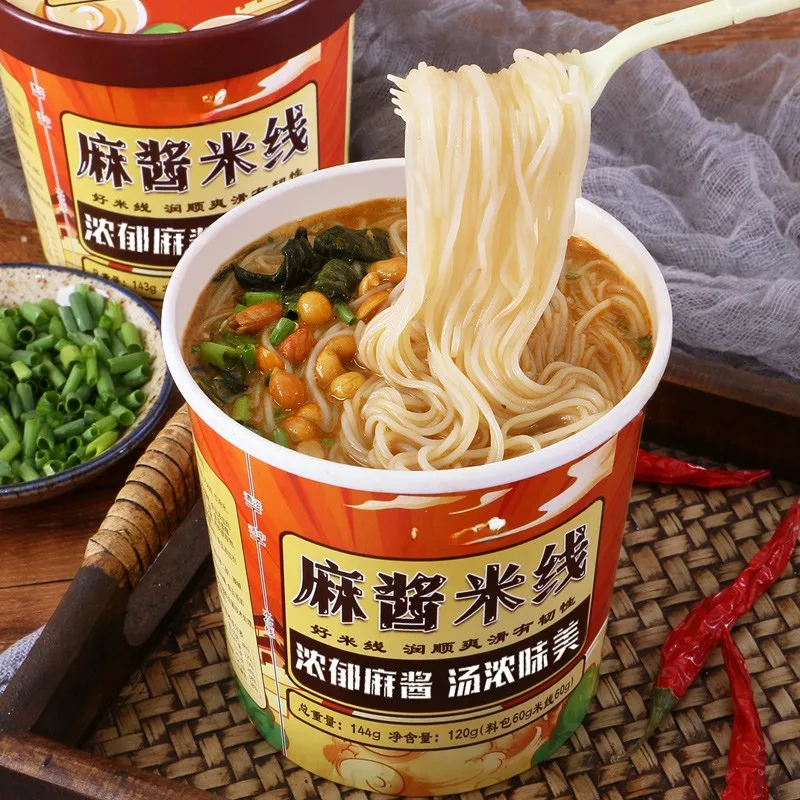 Good Quality Chinese Instant Foods Rice Noodles With Sesame Sauce Pre Cooked Food Suitable For Restaurant