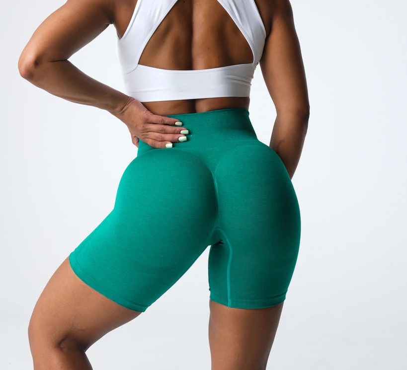 2023 High Waist Tropa Deportiva Mujer Seamless Wide Waistband Scrunch Butt Sports Yoga Shorts for Women