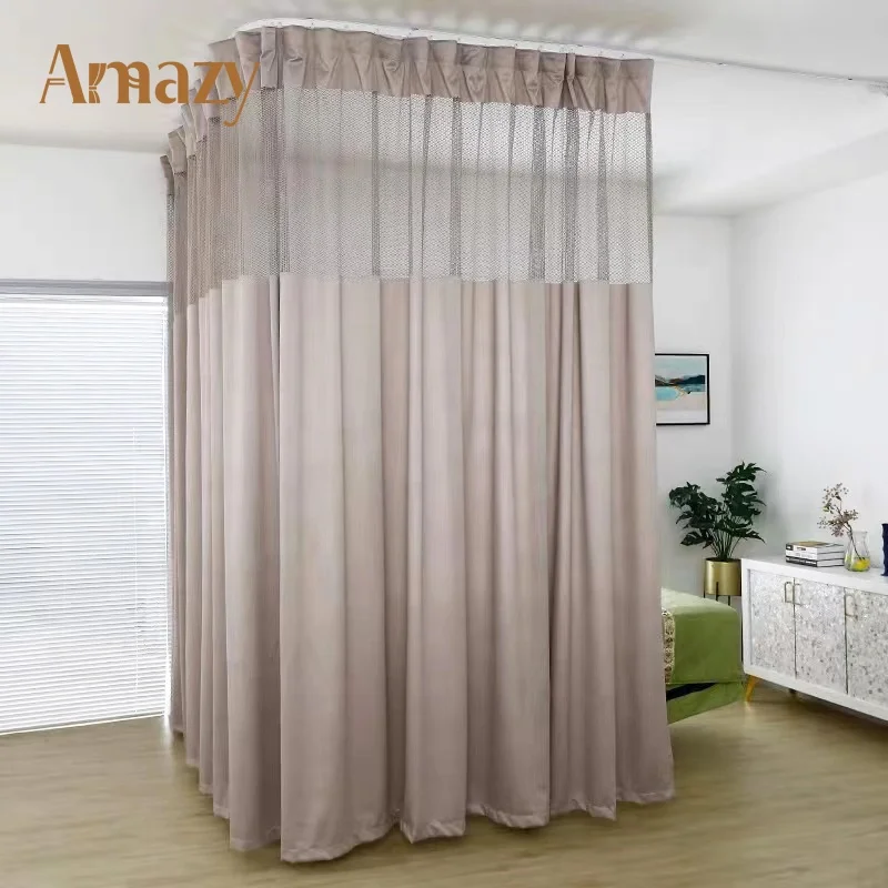 Slide Smoothly Hospital Disposable Polyester Curtains High Density Antibacterial Hospital Curtains