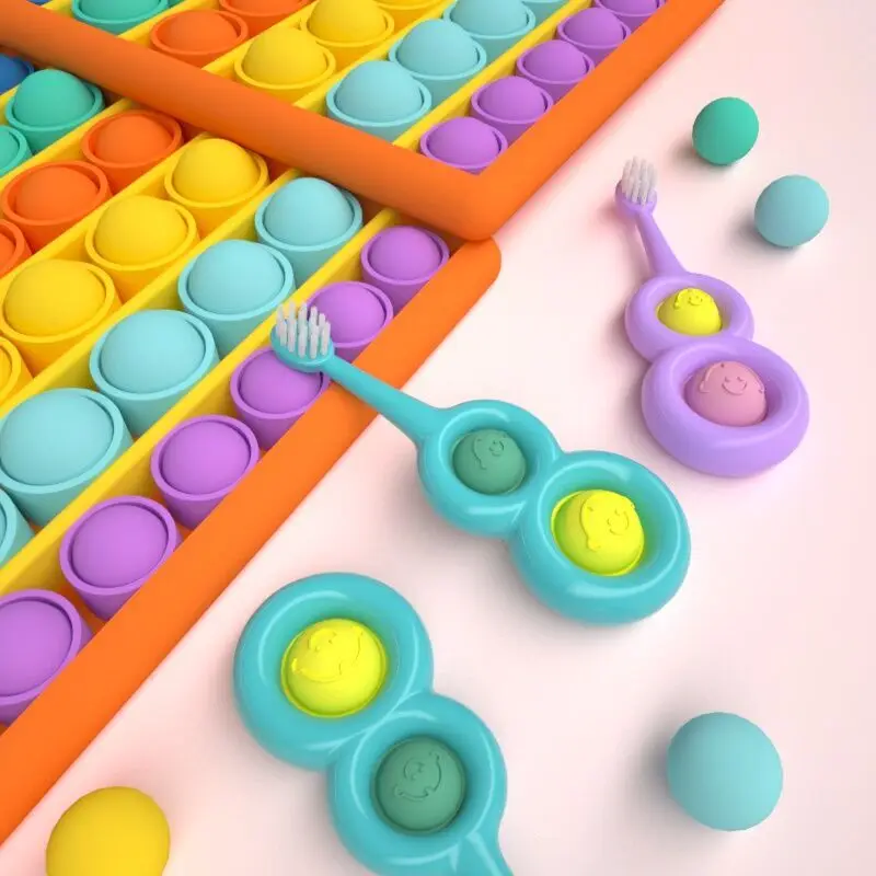 Toothbrush  Soft  Bristle with 8 Shaped Kid Pop It Fidget Toy Toothbrush Dental Care Health Toothbrush