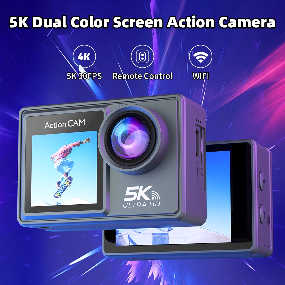 5K Dual Color Screen Action Camera 4K Cam 2.4G Remote WIFI Waterproof outdoor gopro action & sports cameras for car