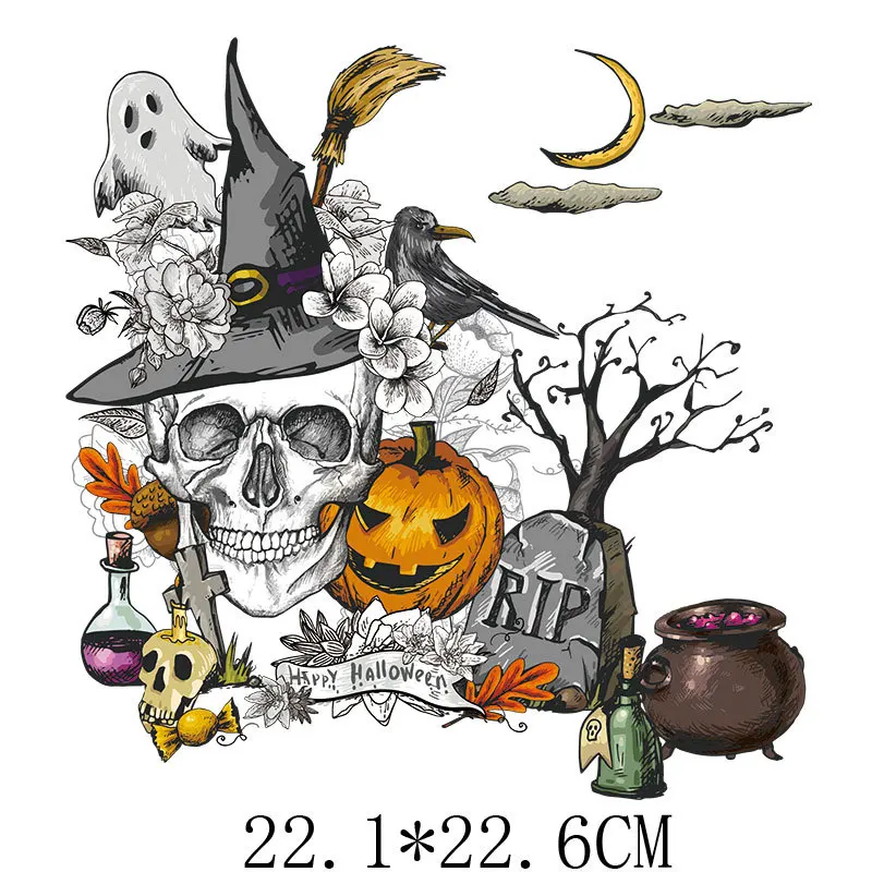 Готовая к нажатию термопередача дизайн Хэллоуин трафаретная печать печатная наклейка на Хэллоуин